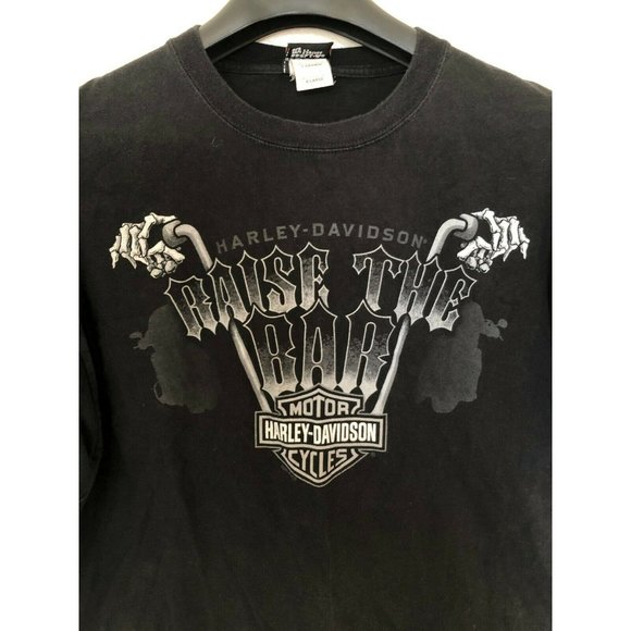 Harley Davidson Black Short Sleeve T Shirt Skeleton Handle Bar Design Men's XL - Picture 2 of 5